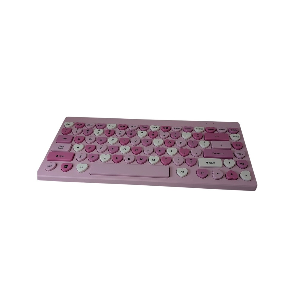 Tech!fy Wireless Heart Keyboard Pink White Heart Shaped Keys Compact Design 12"